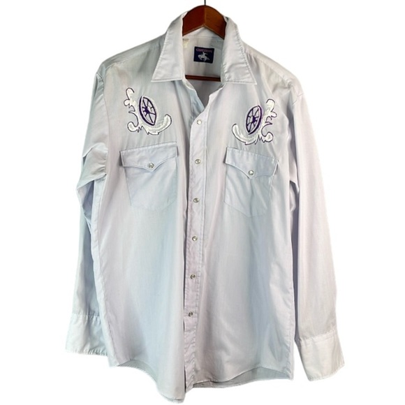 VINTAGE Western Chute#1 Men’s Pearl Snap Shirt Pastel Purple Embroidered Size XL - Picture 2 of 11